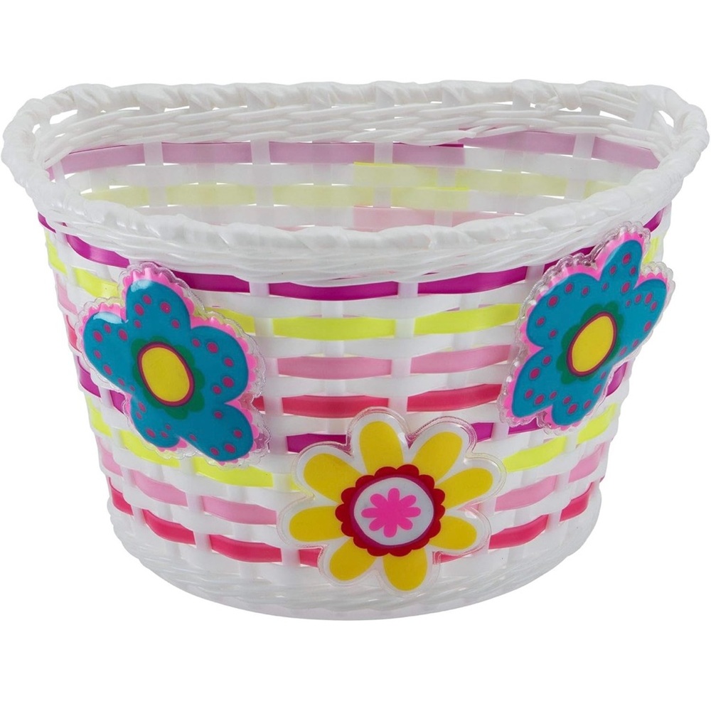 Schwinn Kids Bike Basket with Pink and Yellow Accents